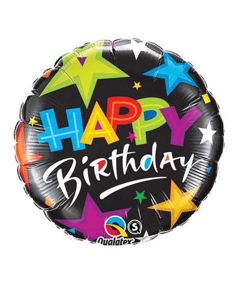 Bold Happy Birthday Balloon with ribbons