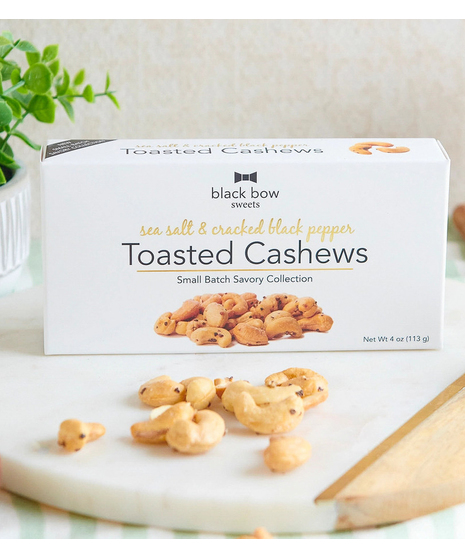Sea Salt and Pepper Roasted Cashews in glass jar