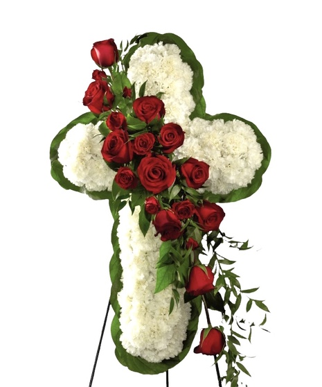 Premium Floral Funeral Cross for Memorial or Service