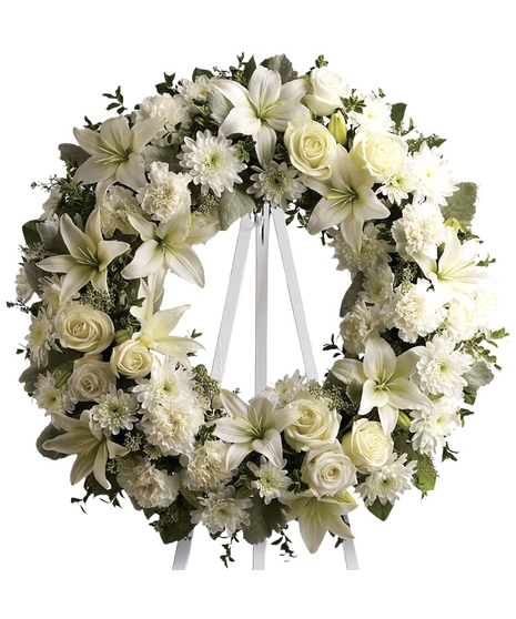 Sympathy Wreath in Pure White Beauty