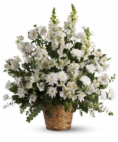 Traditional All White Funeral Basket